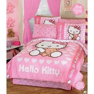 Hello Kitty Smile Girls Pink Comforter Bedding Set Twin 6pcs  