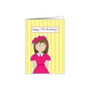    Seventh Birthday, 7th Birthday, Girl, Pink, Bow Card Toys & Games