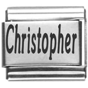  Christopher Laser Name Italian Charm Link Jewelry