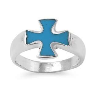   14mm Cross Turquoise Stone Ring (Size 8   13)   Size 12 Jewelry