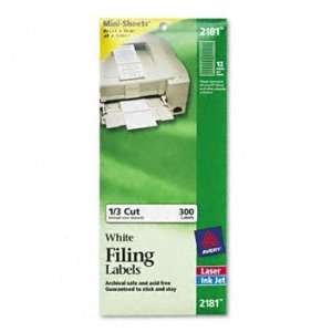  File Folder Labels on Mini Sheets, 2/3 x 3 7/16, White 