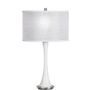  Modern White Glass Table Lamp with Pleated White Shade 