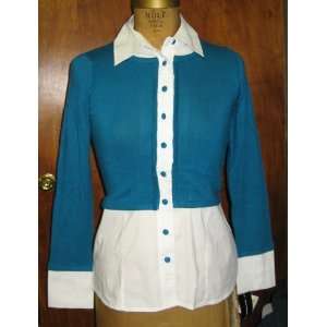   Long Sleeve Solid Layered Look , Size Small, Naples Blue Baby