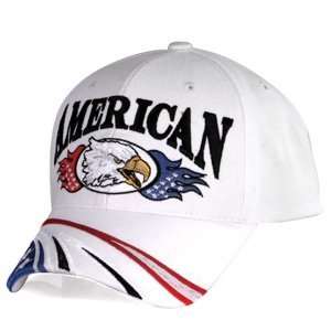  Cap, White, Embroidered, America Eagle Design