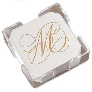  Gold Flourish Coasters With CrystalClear Holder Kitchen 