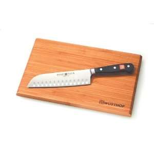  Wusthof Classic 7 Santoku Knife, Hollow Edge with Cutting 