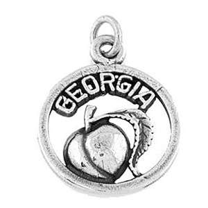    Sterling Silver One Sided Georgia Peach Cut Out Charm Jewelry