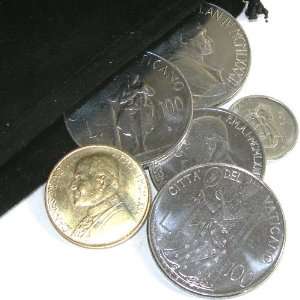  6 Vatican City Coins in Velour Gift Bag   Pope John Paul 