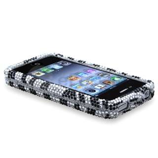 Sliver/Black Zebra Diamond Bling Case Cover+Screen Protector For 