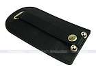 Black Pull Cord Leather Key Holder Pouch Wallet Unisex