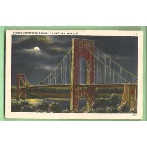    Postcard Washington Bridge At Night New York City 