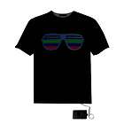   Activated Glasses shape LED Light Music T Shirt Party dance Size XL