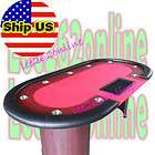 84 10 Players Texas Holdem Wooden Legs Poker Table With Trays Red