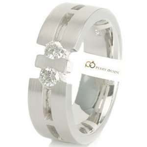   14K White Gold Fancy High End Mens Diamond Wedding Ring Jewelry