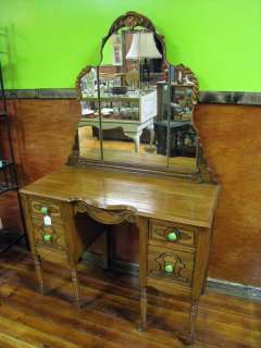 Antique Vanity with 4 drawers and 3 piece mirror  