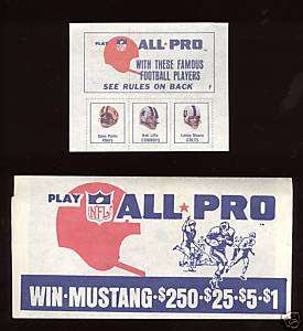 1966 NFL Play All Pro Envelope & Uncut Player Sheet NM+  