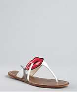 Prada white patent leather cigarette and lips thong sandals style 