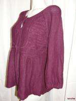 BFS12~ART and SOUL Size L/Large Plum Purple Snap Front Sweater Top 