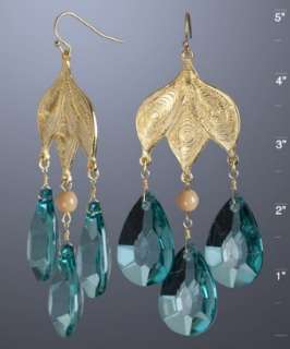 David Aubrey blue glass bead tear drop earrings   