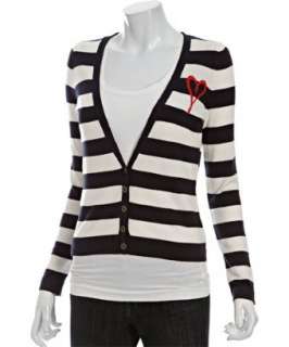 Diane Von Furstenberg navy striped cotton Eliska cardigan sweater 