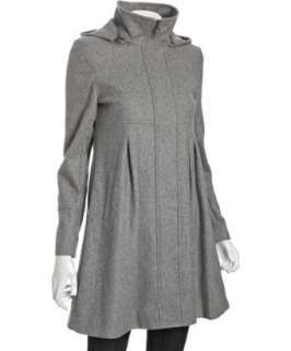 DKNY pale grey wool blend Julie zip front hooded coat   up 