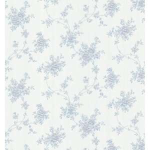   Moire Floral Wallpaper, 20.5 Inch by 396 Inch, Blue