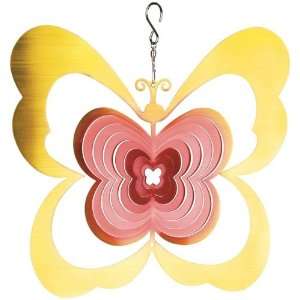  Double Butterfly Wind Spinner (yellow and red) Patio 