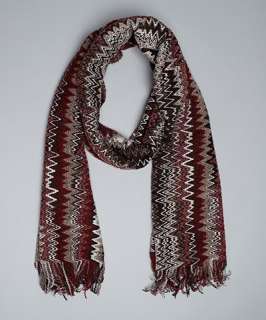 Missoni merlot wave knit fringed scarf