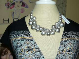 ETHEL & MYRTLE **Stunningly CHIC *SILVER CLUSTERED BEADED* NECKLACE 