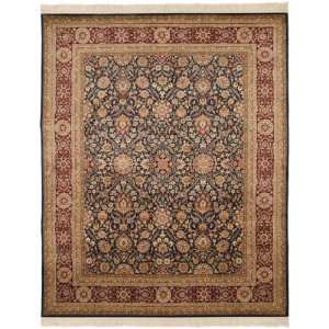   RK25A Hand Knotted Navy and Red Wool Area Rug, 6 Feet by 9 Feet