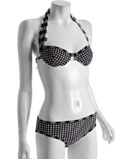 style #311670301 black and white gingham underwire retro halter bikini