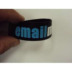  1 Inch Rubber Wristband Email Me Black & Blue/White 
