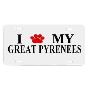  Great Pyrenees Paw Love Dog Vanity Auto License Plate 