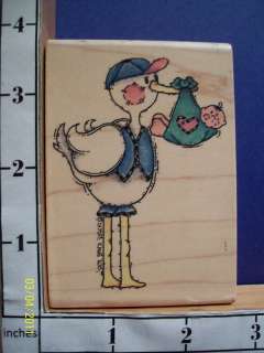 PATCHWORK STORK BABY DELIVERY rubber stamp 8S  