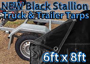 6x8 TARP BLACK STALLION TRUCK TRAILER TARP HEAVY DUTY COVER  
