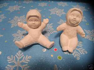 READY TO PAINT/BISQUE 2 SNOW BABIES for HOLIDAYS/XMAS  