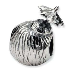  925 Sterling Silver Tropical Coconut Drink Jewelry Bead Jewelry