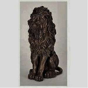 Lion Bronze Finish Cold Cast Statue Sculpture 14H 