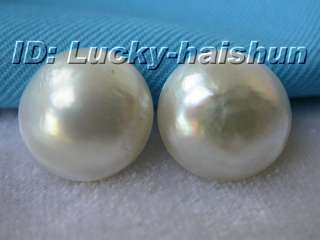 15mm South Sea white Mabe Pearls Earring 14K solid  