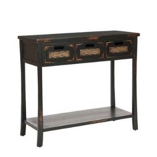   Home Collection Filton Distressed Black Three Drawer Console Table