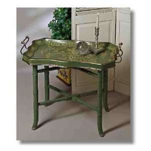  KC025  Blue and Green Wooden Tray and Stand Kitchen 