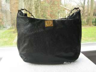 AUTH Tory Burch Purse LEATHER LouiIsa Shoulder HOBO Tote Bag BLACK NEW 