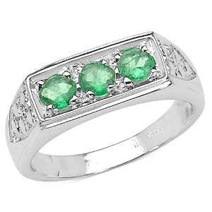  0.50 Carat Genuine Emerald Sterling Silver Ring Jewelry