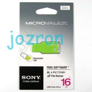 Sony Microvault Tiny 16GB 16G USB Flash Pen Drive Green  