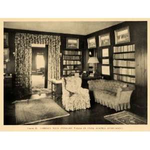   Avenue Apartment Library Furnishings   Original Halftone Print Home