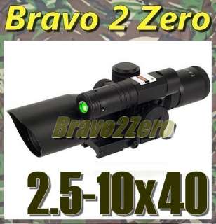 AIM Style 2.5 10x40 Red Green Mil Dot Rifle Scope w/ Green Laser + QD 