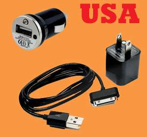   Adapter+Mini Car Charger+USB Data Cable for iPod iPhone 4S 4G 3G 3GS