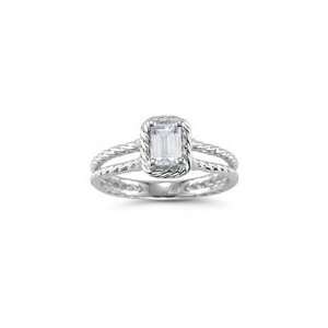  0.49 Cts White Topaz Solitaire Ring in 14K White Gold 9.0 