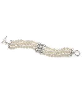 CAROLEE CREAM PEARL WITH CRYSTAL BOWS BRACELET  