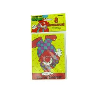  8 Pack Birthday Clown Invitations With Envelopes Case Pack 